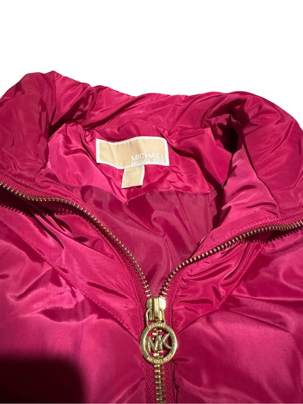 MICHAEL Michael Kors Fuchsia Quilted Puffer Vest with Gold-Tone Zip - Picture 4 of 4